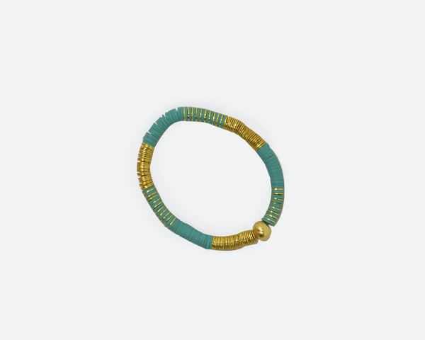 Gold and Teal - Stacking It Up Bracelet